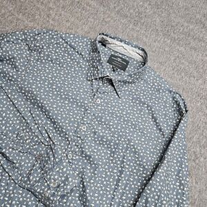 Rodd & Gunn Button Down Shirt Mens M Blue Polar Bear Print Sports Fit Italian